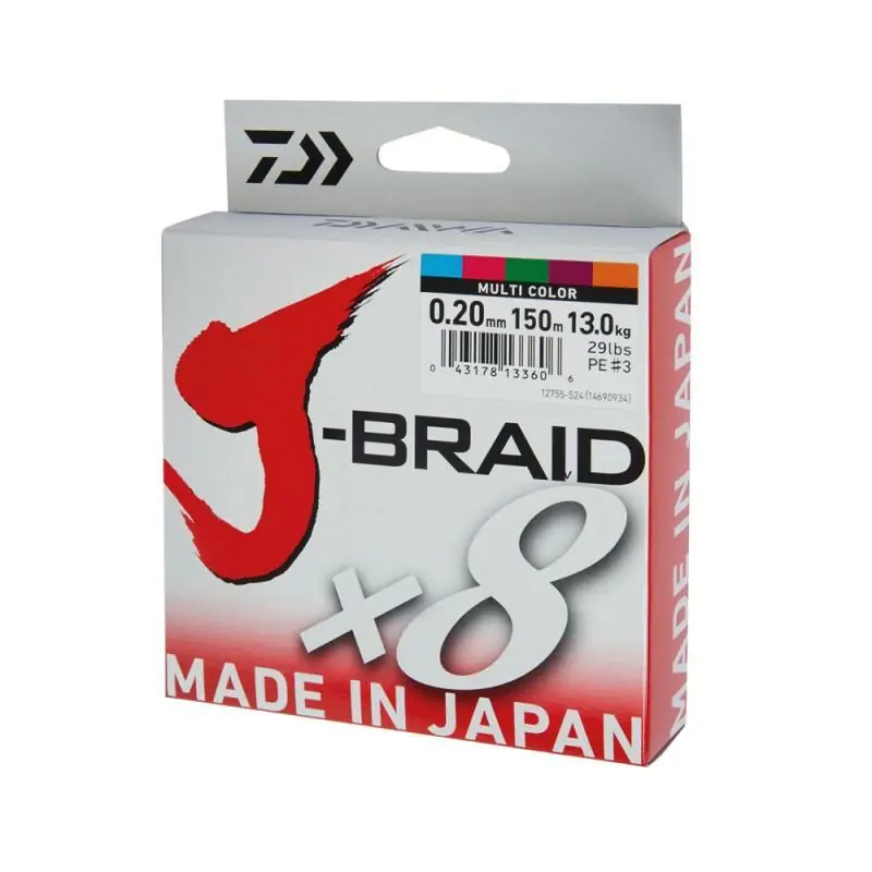 Daiwa J-Braid X8 Multicolor 150m 0.16mm - 9.0kg Beperkte Voorraad