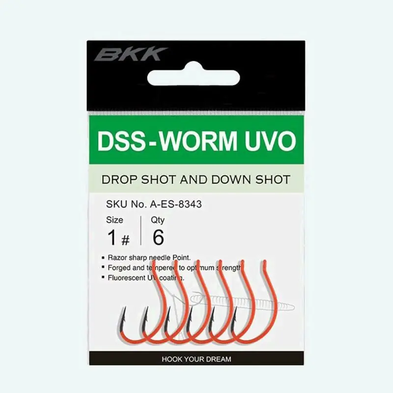 Lage Prijs BKK DSS-WORM Dropshot Hook UV Orange Size 2/0