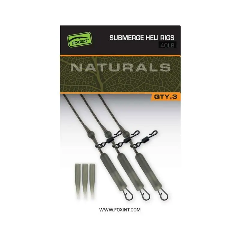 Betrouwbaar Fox Edges Naturals Submerge Heli Rigs 40lb