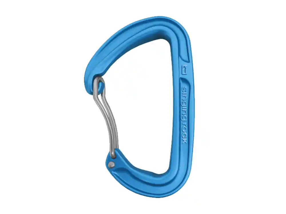 Populair Karabijnhaak Singing Rock COLT DRAAD gebogen blauw