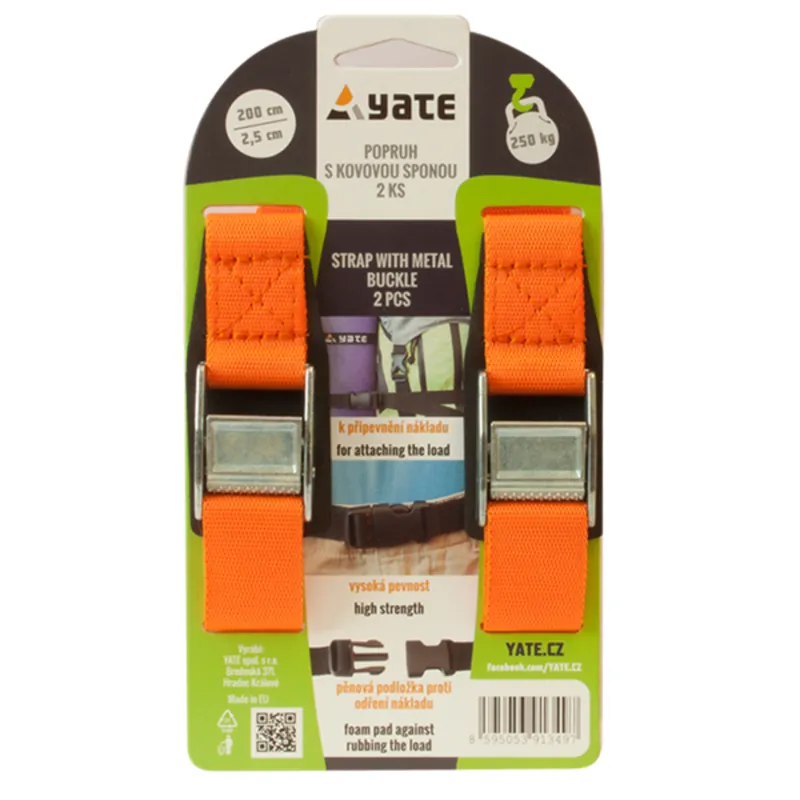 Speciale Aanbieding Band YATE met metaal gesp 2,5x200 cm - 2 stuks - mengen kleuren