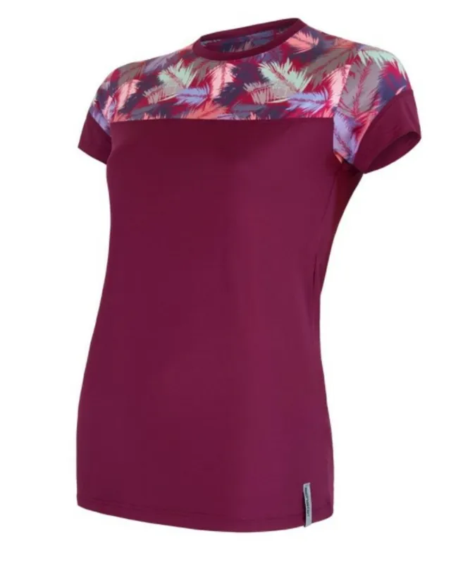 Dames t-shirt Sensor Coolmax Indruk maken paarse veer S Fabrieksprijs