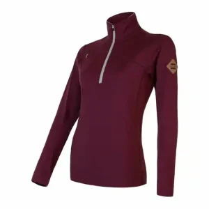 Dames mikina SENSOR Merino Bovenste kort rits haven rood S Hoge Kwaliteit