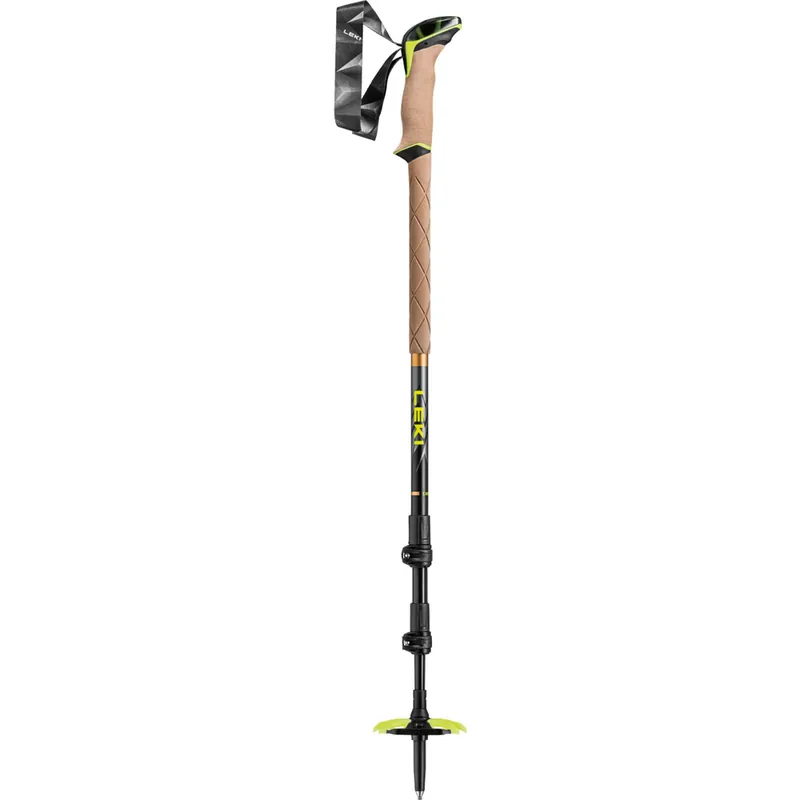 Weekendaanbieding Trekking gat Leki Sherpa donker antraciet-koper-neongeel 110-145cm