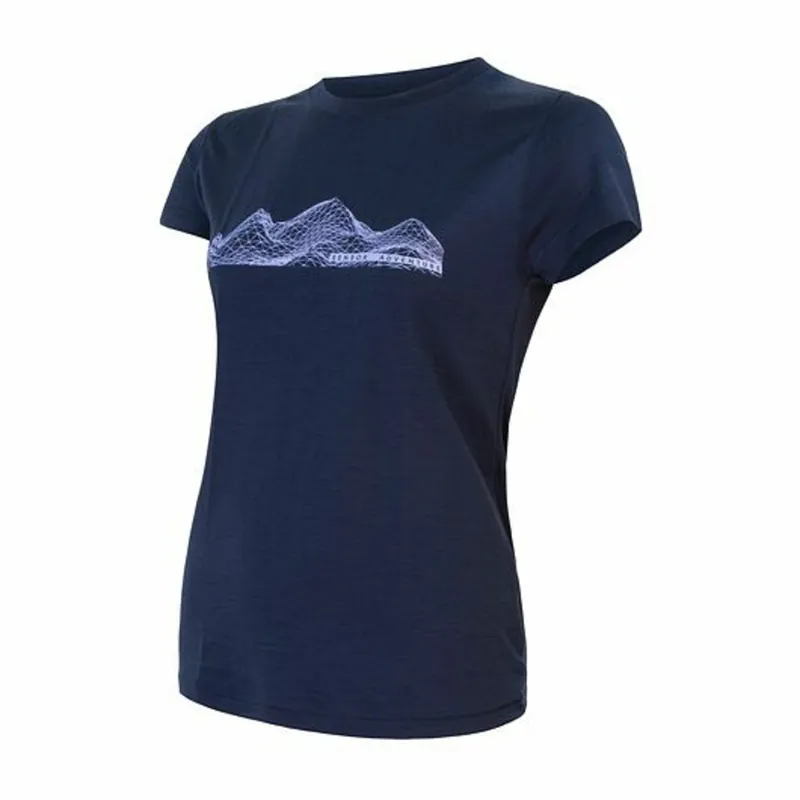 Gecertificeerd Dames t-shirt kr. mouw Sensor Merino Actief PT Bergen diep blauw S