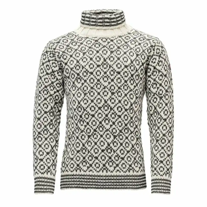Shop Nu Unisex trui Devold Svalbard Wool High Neck Offwhite/Anth. S
