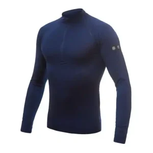 Snelle Levering Functioneel T-shirt met lange mouwen en opstaande kraag voor heren Sensor Merino Active Donkerblauw S