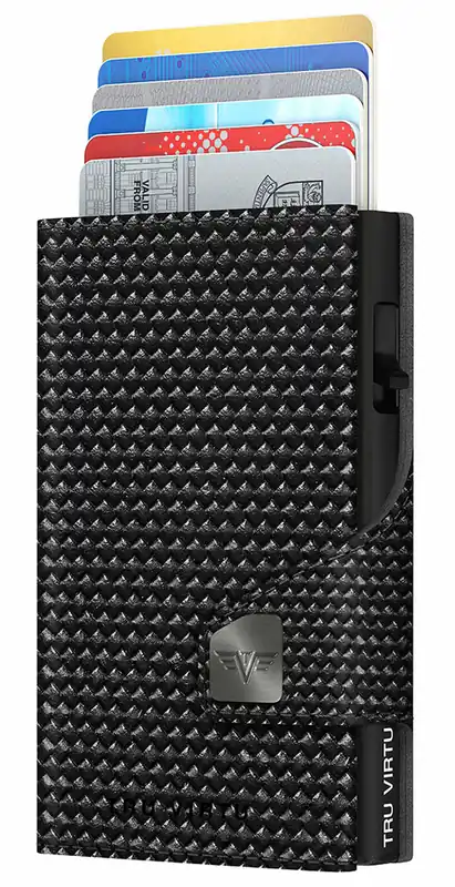 Portemonnee Tru Virtu Click & Slide leer diagonaal carbonzwart Flitsaanbieding