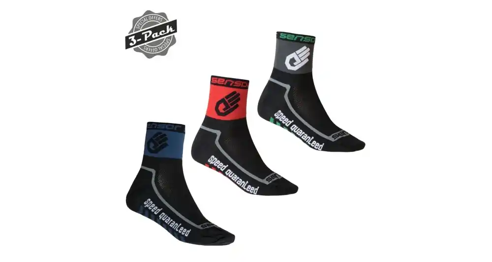 Sokkenset Sensor Race Lite Hand 3Pack zwart/rood/donkerblauw 3-5 UK Uitverkoop