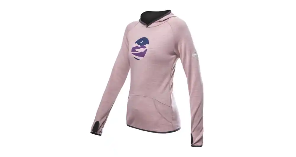 Dames merino sweatshirt Sensor Upper Triglav kangoeroe stoffig roze S Meest Verkocht