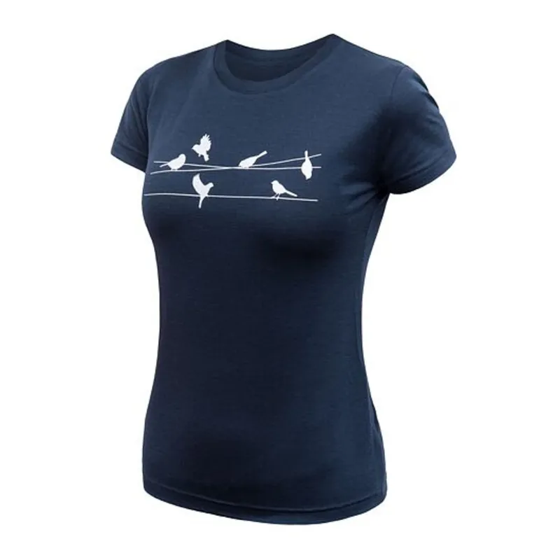 Direct Verzonden Dames T-shirt Sensor Merino Active Songbirds diepblauw S