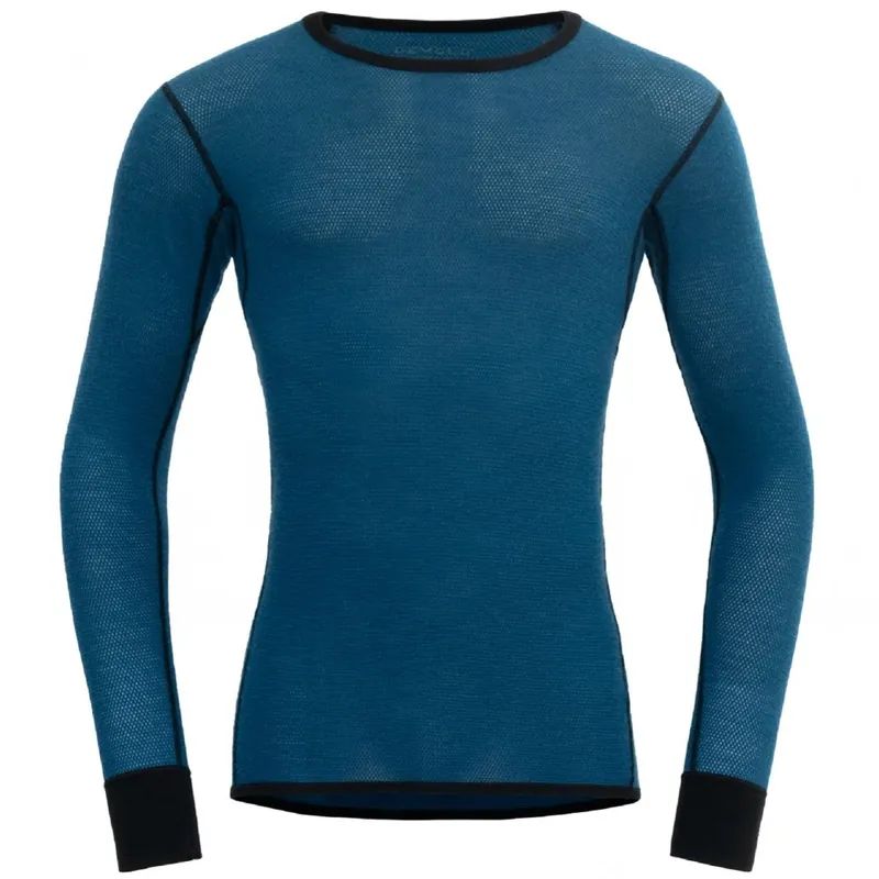 Express Levering Heren merino shirt Devold Woll Mesh 190 Shirt Man flood/kaviaar S