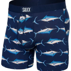 Herenboxershort SAXX Vibe Super Soft Boxer Brief marlin matrix-midnight S Hete Deal