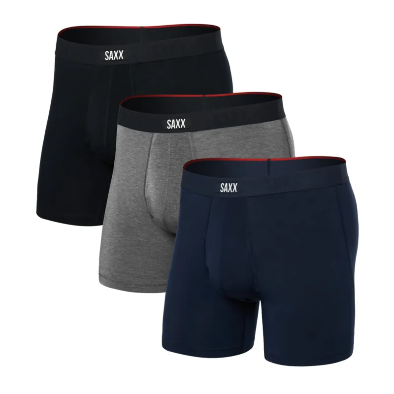 Herenset Saxx Vibe Xtra Boxer Brief Fly 3Pk Zwart/Dk Grijs Hthr/Navy S Gratis Retour