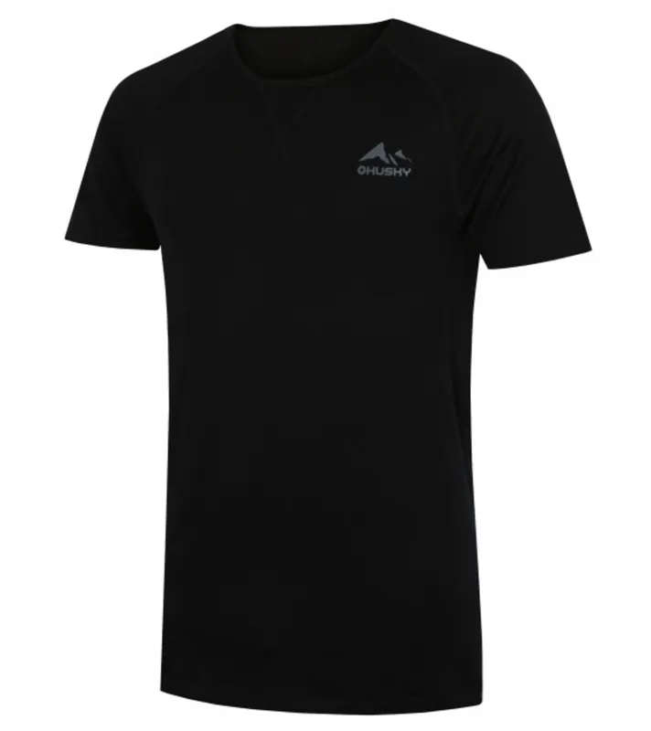 Heren merino T-shirt Husky Mersa M black S Hoge Kwaliteit