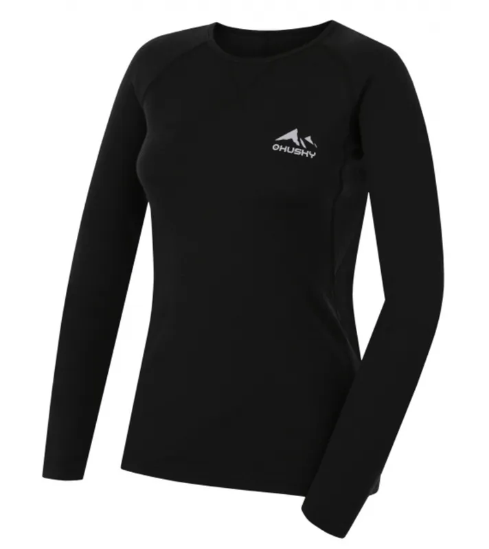 Dames merino T-shirt Husky MERTEE L black, maat S Express Levering