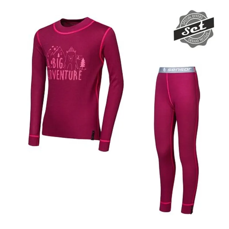 Kinder T-shirt lange mouw + broek Sensor DOUBLE FACE SET ADVENTURE lilla 90 Flitsaanbieding
