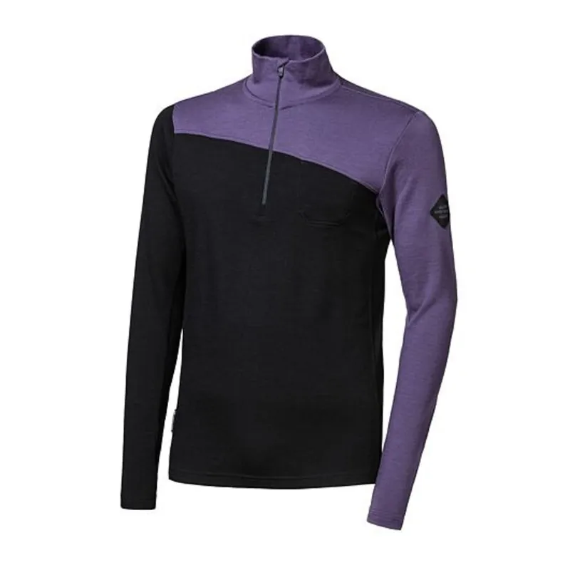 Veilige Betaling Heren sweatshirt lange mouw rits Sensor MERINO EXTREME UP zwart/grape purple S