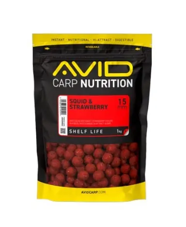 Favoriet Avid Squid & Strawberry Boilies (1kg) 15mm