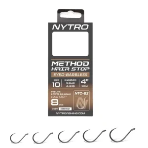 Snelle Levering Nytro NTO-B2 Barbless Method Hair-Stop Ready Tied Rigs 10cm (8 Stuks) 16/0.17mm/5.2lb