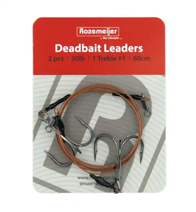 Lage Prijs Rozemeijer Deadbait Leaders 1x #1 Treble 60cm 30lb (2 Stuks)