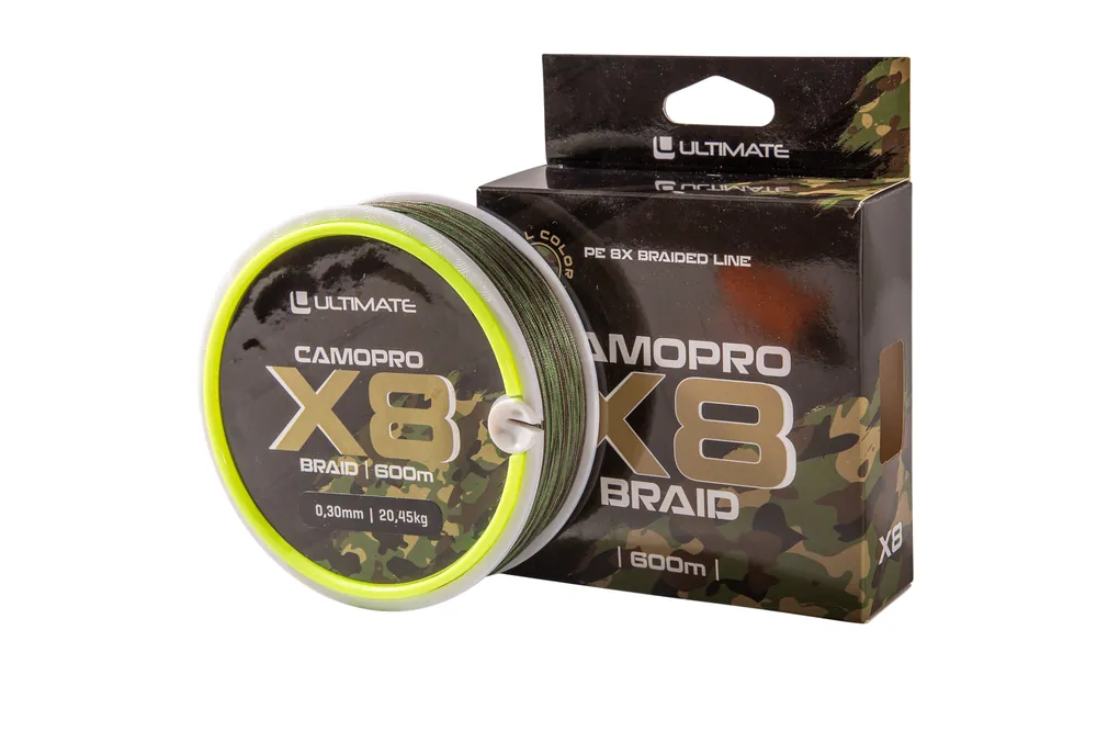 Ultimate Camopro X8 Braid Gevlochten Karperlijn (600m) 0.20mm/13.56kg Laatste Versie