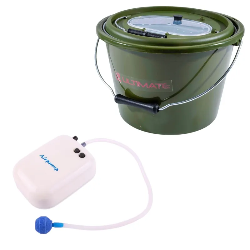 Ultimate Baitfish Bucket & Air Pump Set 10L Gereduceerde Prijs