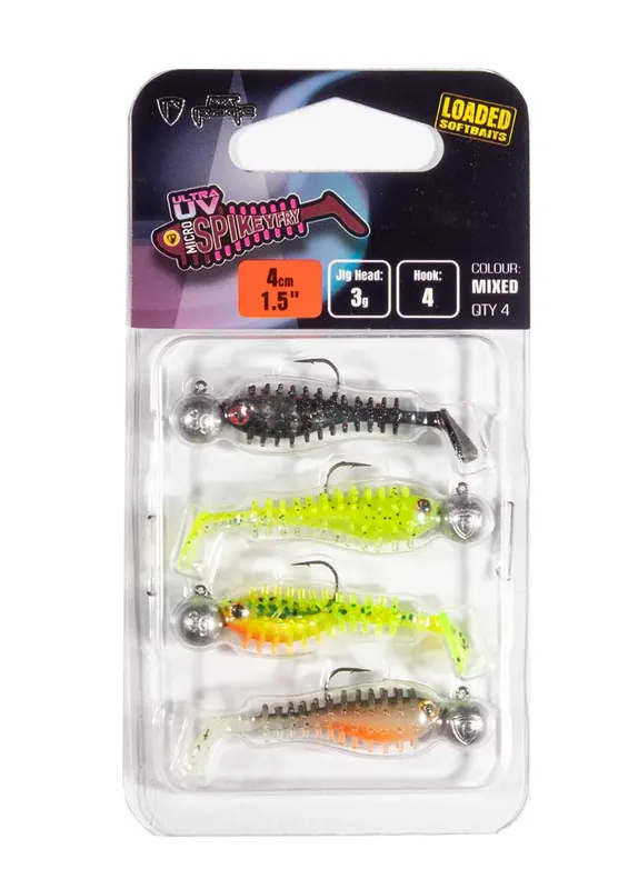 Beperkt Aanbod Fox Rage Micro Spikey Fry Mx UV Loaded Softbait Set 4cm (3g) (4 Stuks)