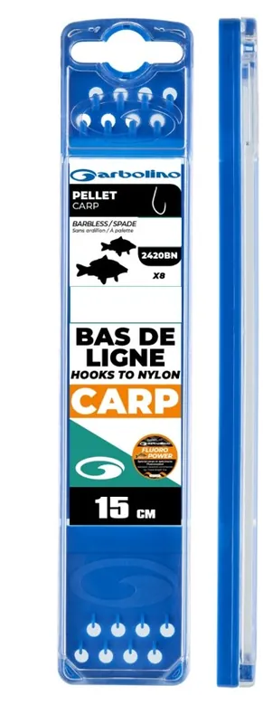 Garbolino Competition Hooks To Nylon - Pellet Carp Onderlijn 15cm (8 Stuks) Haakmaat 16; Lijndikte 0.152mm Gereduceerde Prijs