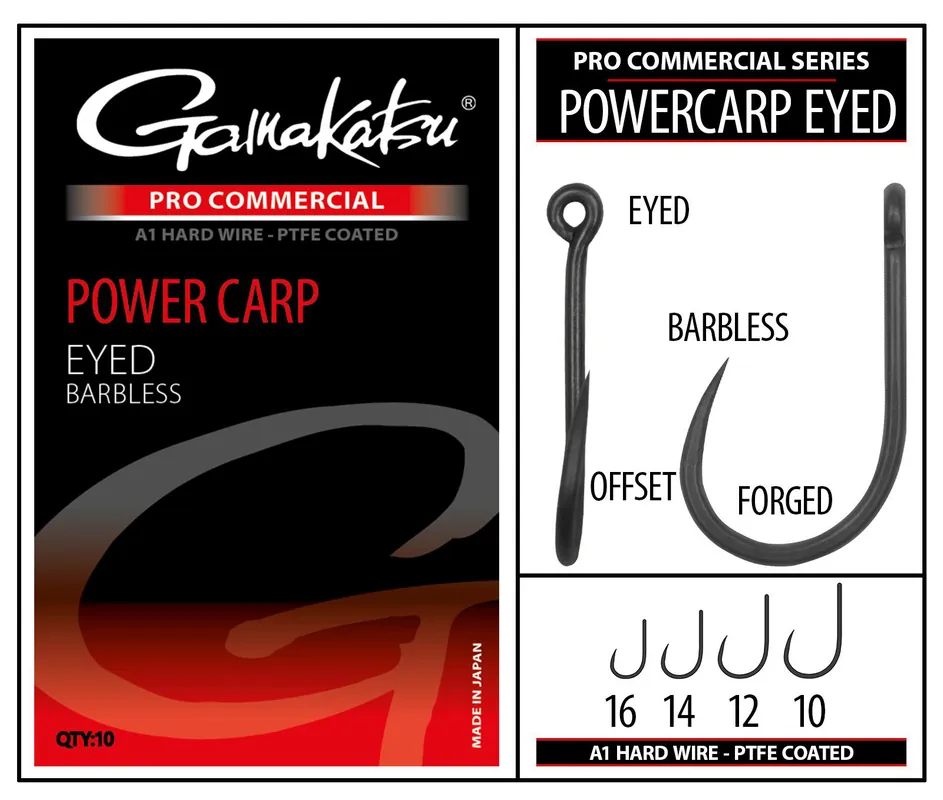 Gamakatsu Pro-C Powercarp Eyed A1 PTFE BL Witvis Haak (10 stuks) 12 Favoriet