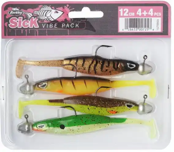 Uitverkoop Berkley Sick Vibe Pre-Rigged Softbait 12cm (4 stuks)