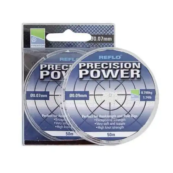 Preston Reflo Precision Power Nylon 50m Witvis Onderlijnmateriaal 0.07mm / 0.5kg Shop Nu