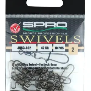 Spro Rolling Wartel met Fast Lock Snap (10 Stuks) Maat 002 (42kg) (10stuks) Gereduceerde Prijs