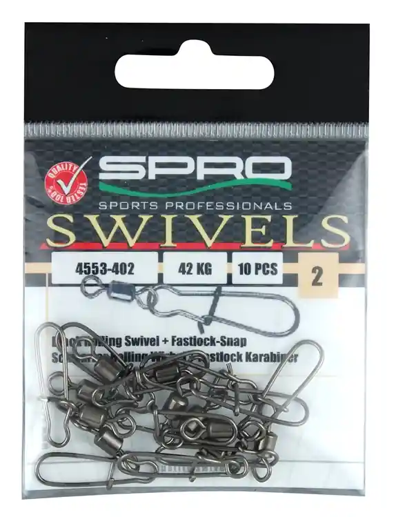 Spro Rolling Wartel met Fast Lock Snap (10 Stuks) Maat 002 (42kg) (10stuks) Gereduceerde Prijs