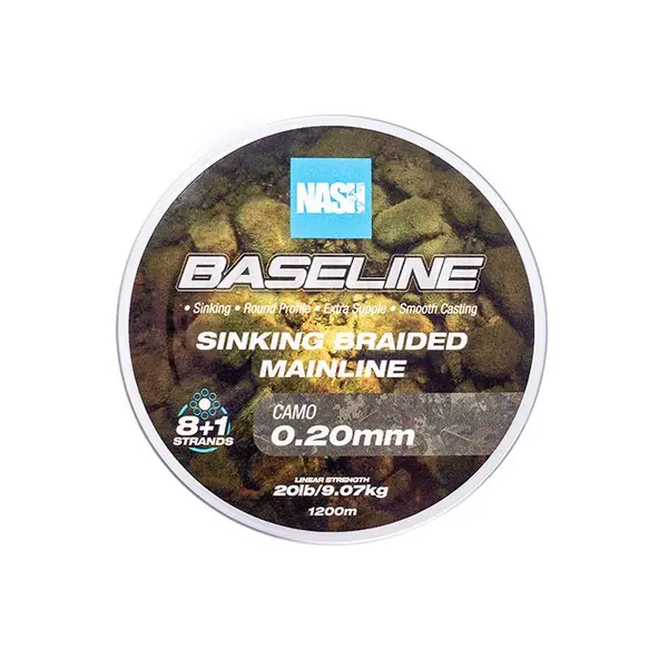 Nash TT Baseline Sinking Braid UV Yellow Gevlochten Lijn (1200m) 40lb/0.35mm Merkproduct
