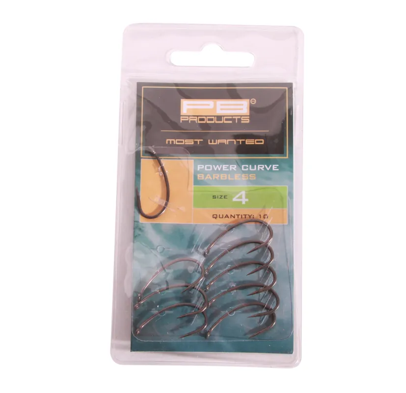 PB Products Power Curve Hook PTFE Weerhaakloos (10 stuks) 4 Op = Op