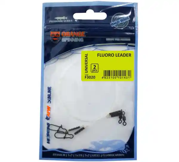 Hoge Kwaliteit Life Orange Fluoro Leader, 2 stuks! 7.7kg / 17lb