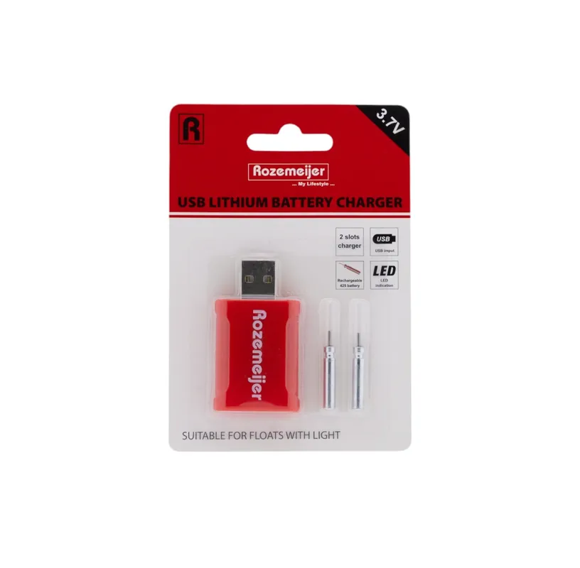Rozemeijer USB Lithium Battery Charger Incl. 2x LIR425 Dobber Battery Alleen Vandaag