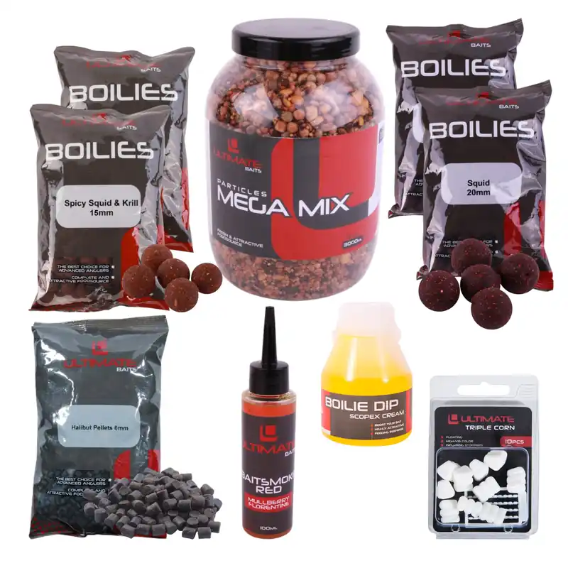 Gereduceerde Prijs Ultimate Baits Carp Particles/Boilies Weekend Pack