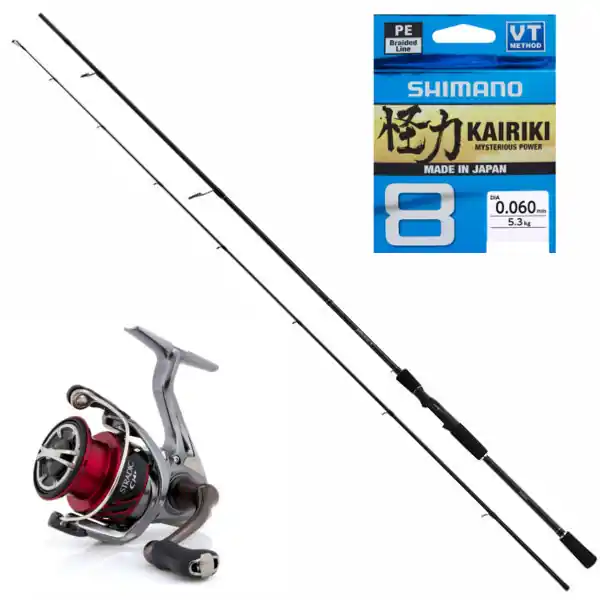 Merkproduct Shimano Yasei Zander Set met Stradic molen en Kairiki Braid