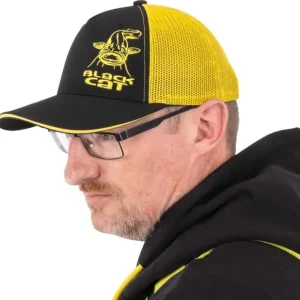 Fabrieksprijs Black Cat Black And Yellow Trucker Cap