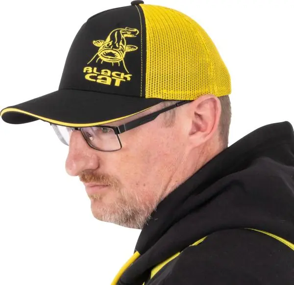 Fabrieksprijs Black Cat Black And Yellow Trucker Cap