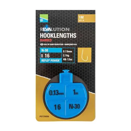 Preston Revalution Hooklengths N-30 Witvis Onderlijnen (100cm) 14 Snelle Levering
