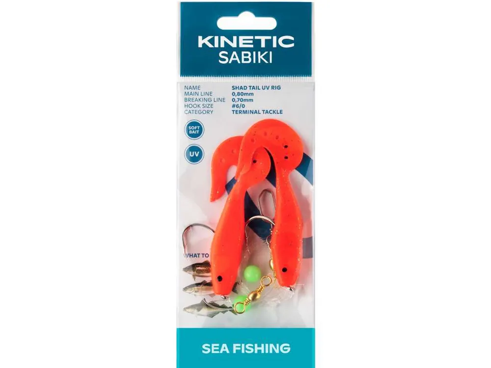 Kinetic Sabiki Shad Tail UV Rig Red Glitter Beperkt Aanbod