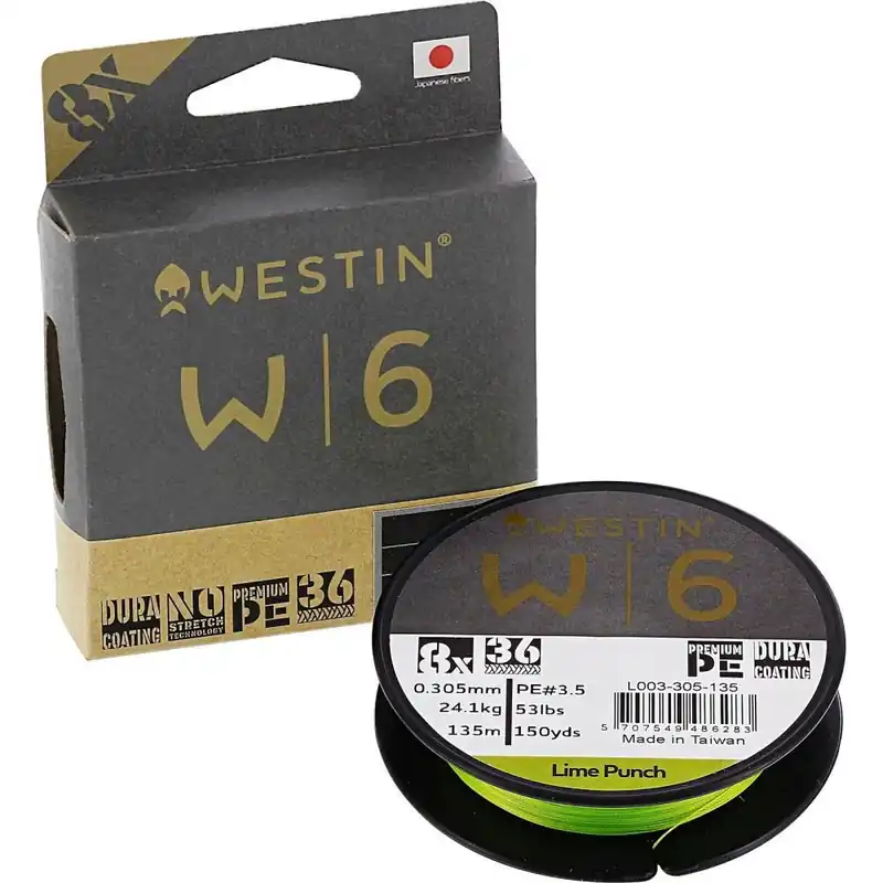 Shop Nu Westin W6 8 braid Lime Punch Gevlochten lijn 0.235 mm