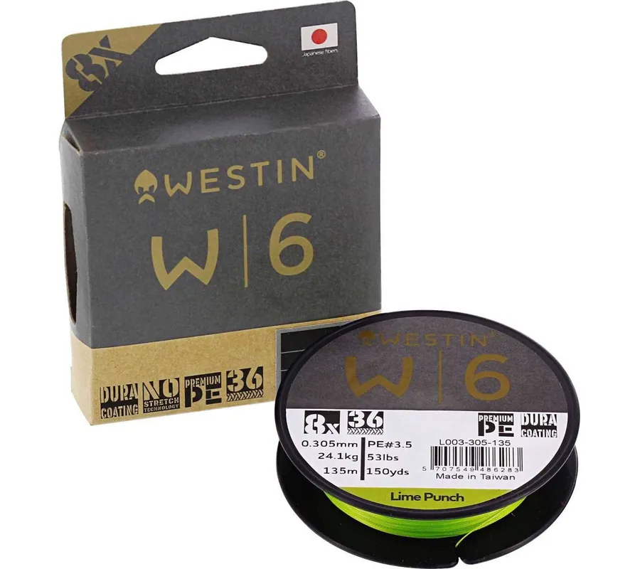 Westin W6 8 Braid Gevlochten lijn Lime punch 0,235 mm Goedkoop