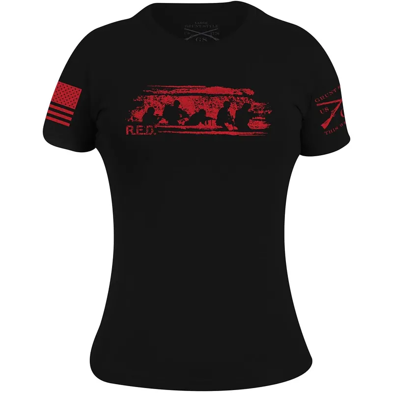Grunt Style Dames RED Friday T-shirt - Zwart S Direct Beschikbaar