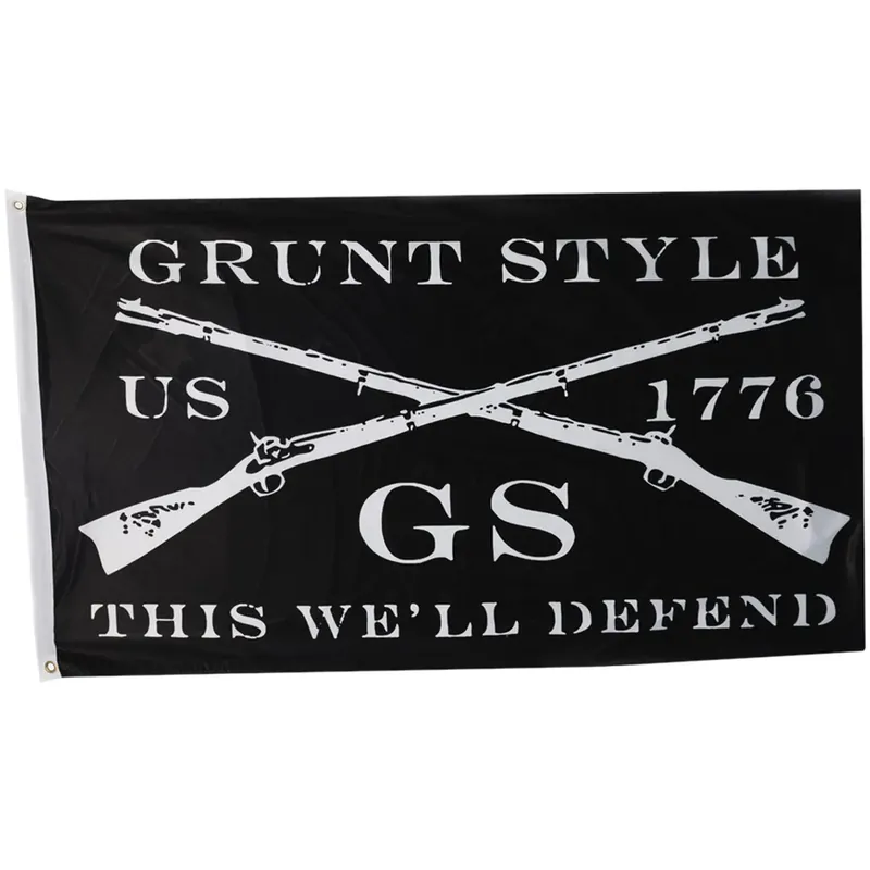 Fabrieksprijs Grunt Style Logo Deze vlag van We'll Defend - Zwart