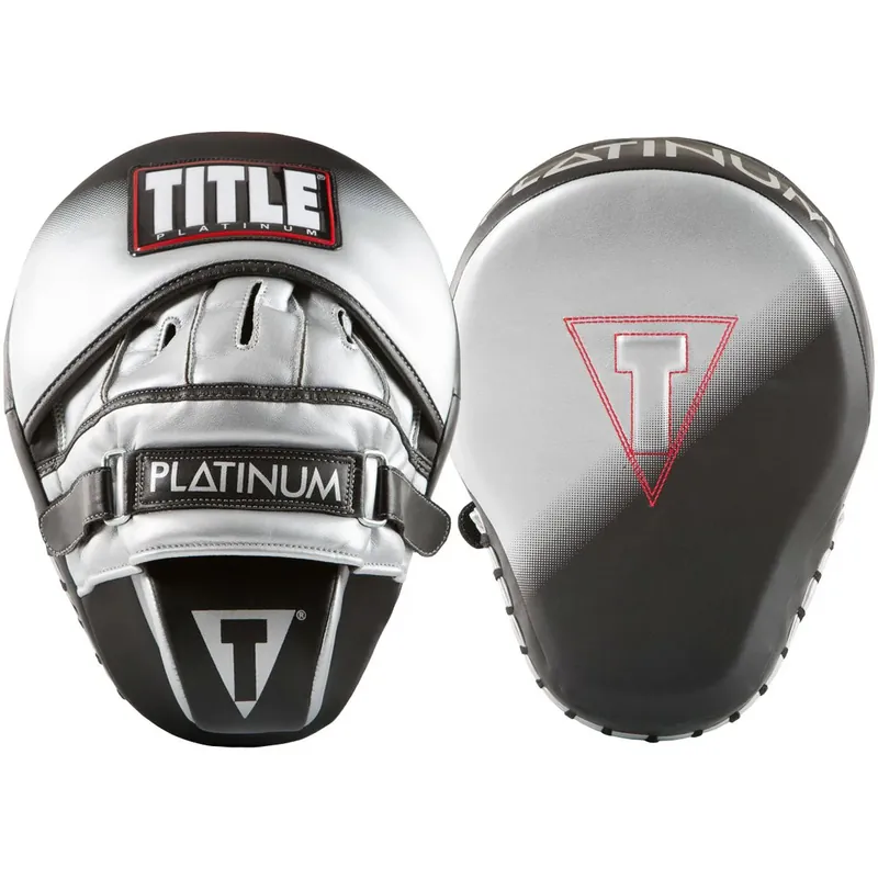 Title Boxing Platinum Proclaim Power Contoured Leather Punch Mitts - Zwart/Zilver Laatste Kans