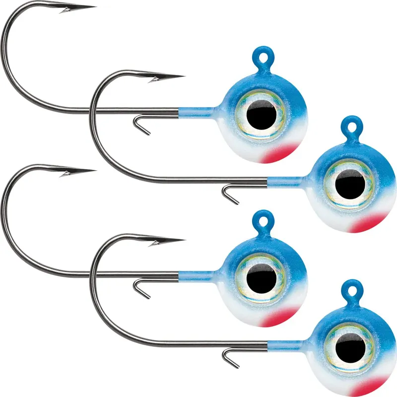 VMC Neon Moon Eye 1/4 Oz. 3D Holografische Jig - 4-Pack - Blauw Wit Tijdelijk Beschikbaar